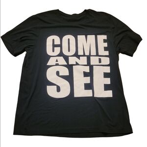 Thw Chosen Black Graphic T-Shirt with Bold White Text "Come And See" - XL